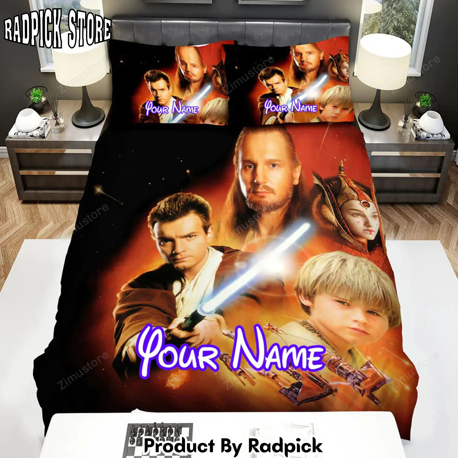 Radpick star wars episode i the phantom menace widescreen digitally mastered movie poster bed sheets spread comforter duvet cover personalized name bedding sets rp3271970